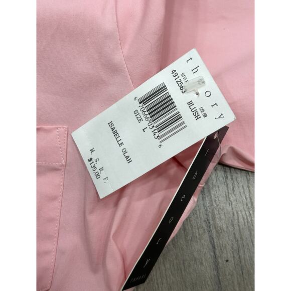 NWT Theory Womens Isabelle Olah Button Down Shirt Blush Pink Size Large - Picture 7 of 9